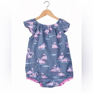Small Shop Handmade Flamingo Romper. Size 2/3. Excellent Condition